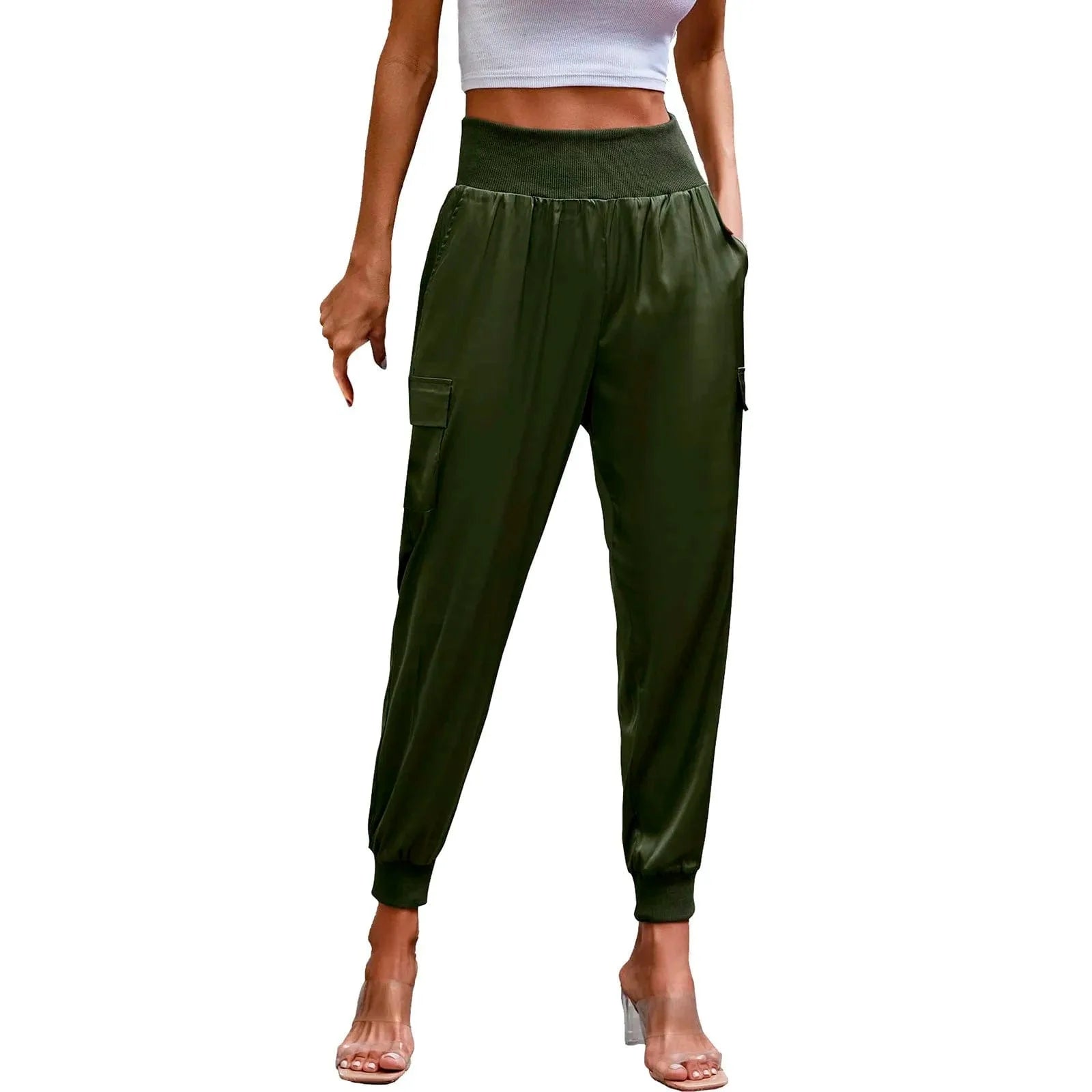 Silk Satin Cargo Pants
