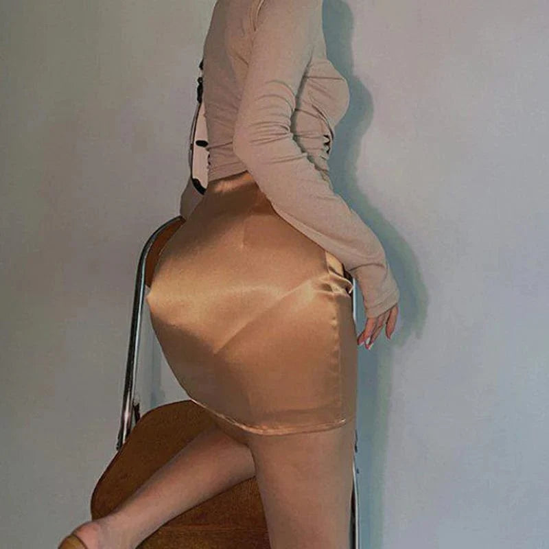 Stretch Satin Mini Skirt