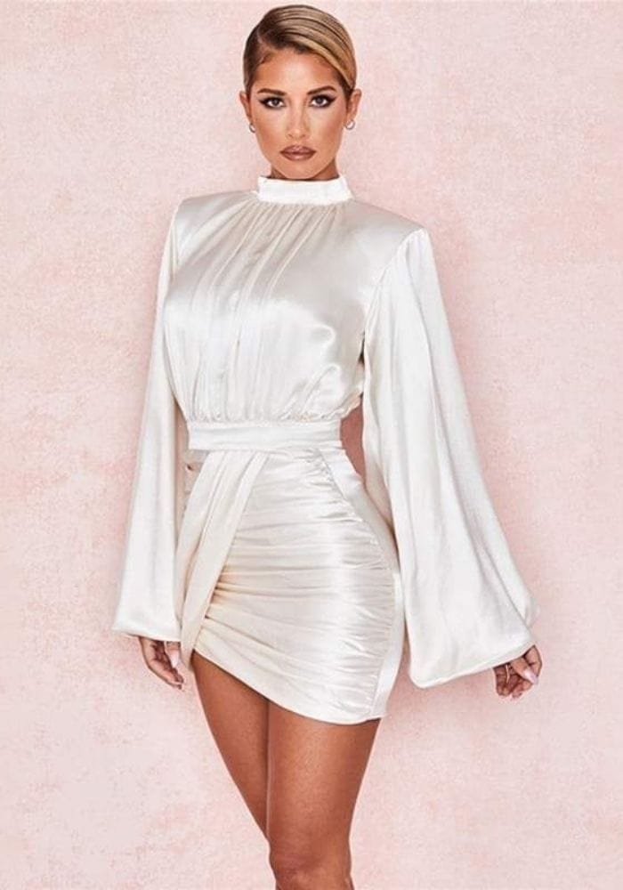 White Long Sleeve Mini Dress