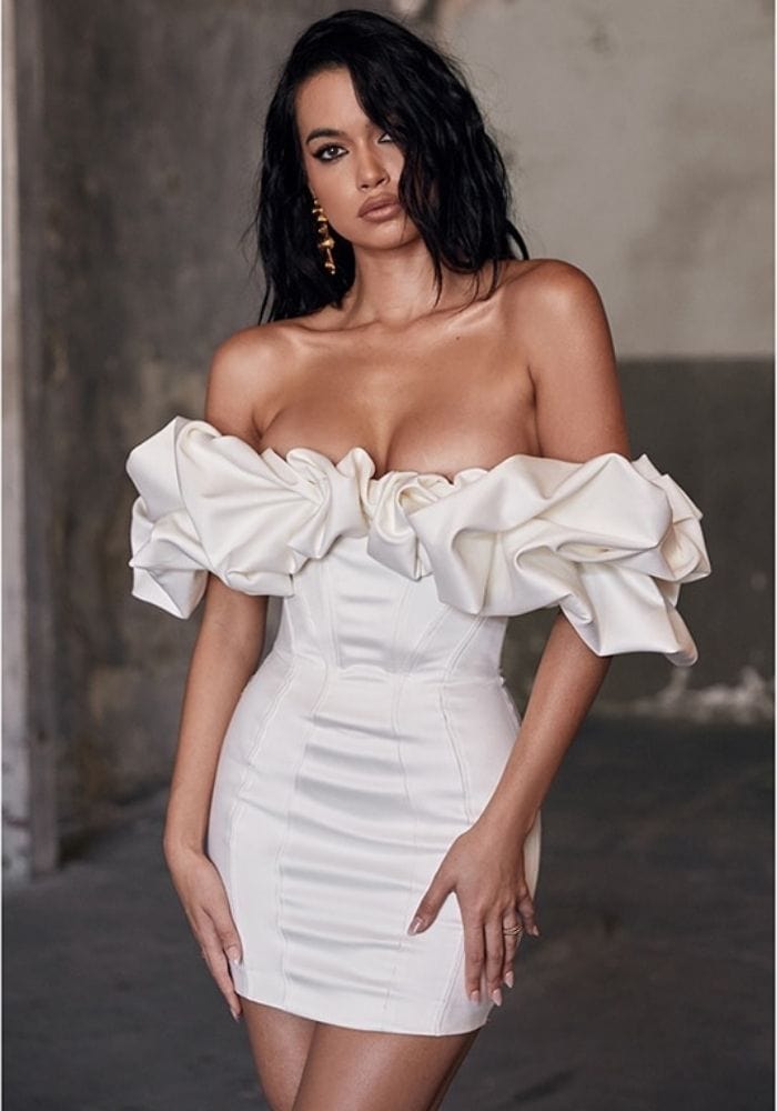 White Off The Shoulder Mini Dress