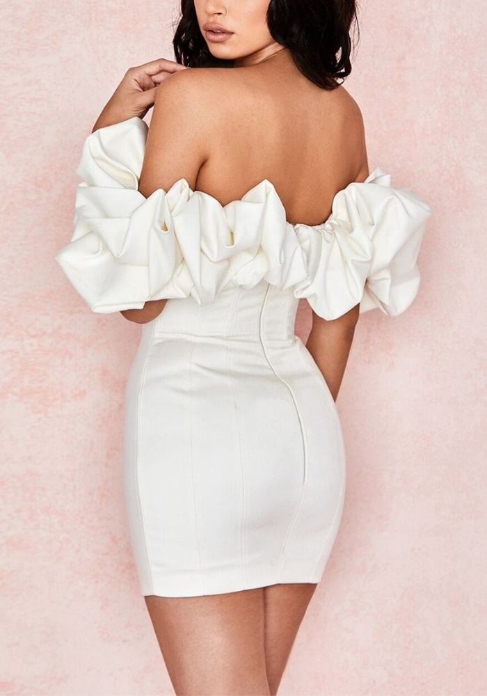 White Off The Shoulder Mini Dress