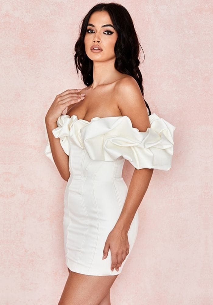 White Off The Shoulder Mini Dress