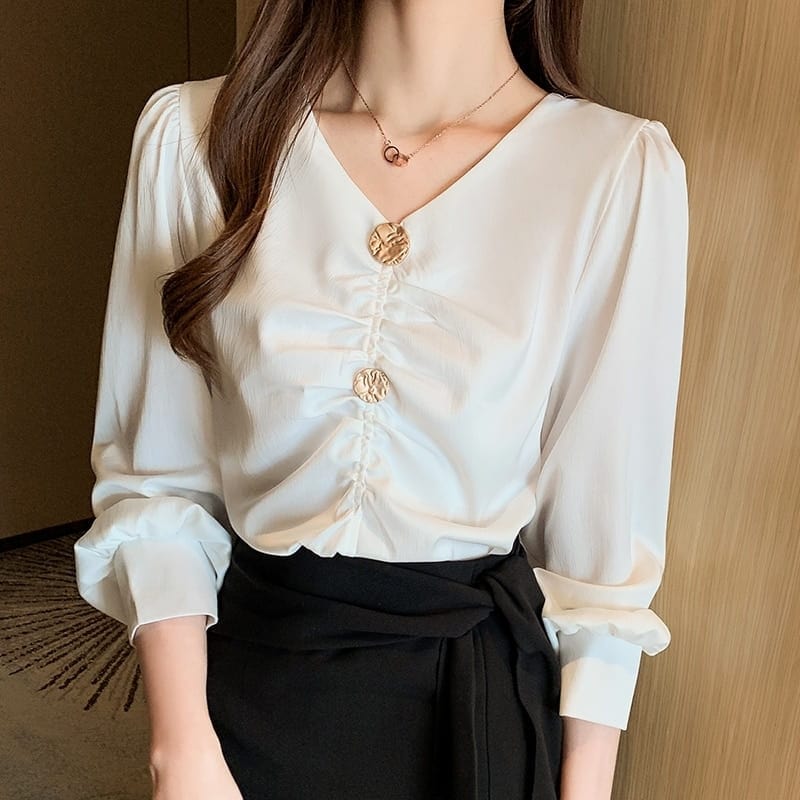 White Satin Blouses for Women