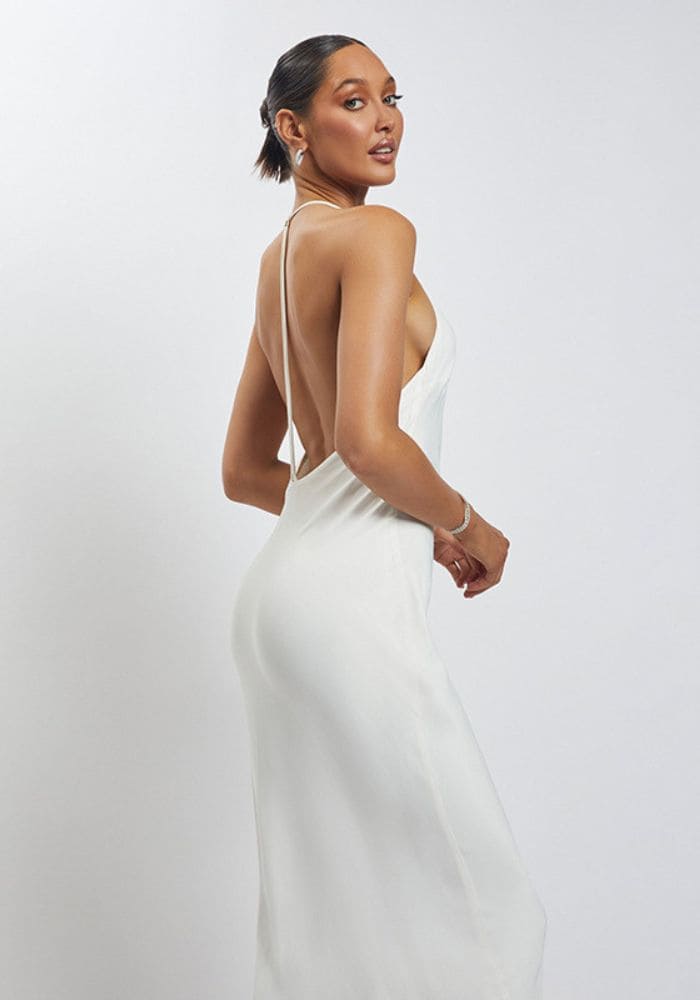 White Satin Maxi Dress
