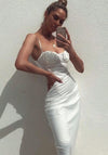 White Satin Midi Dress