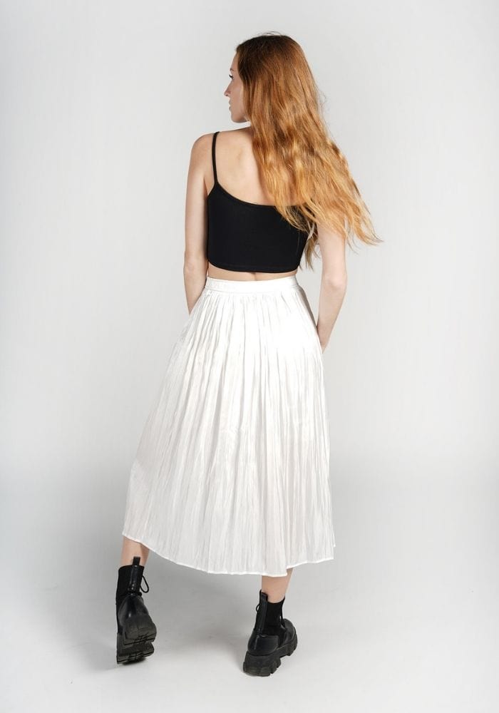 White Satin Midi Skirt