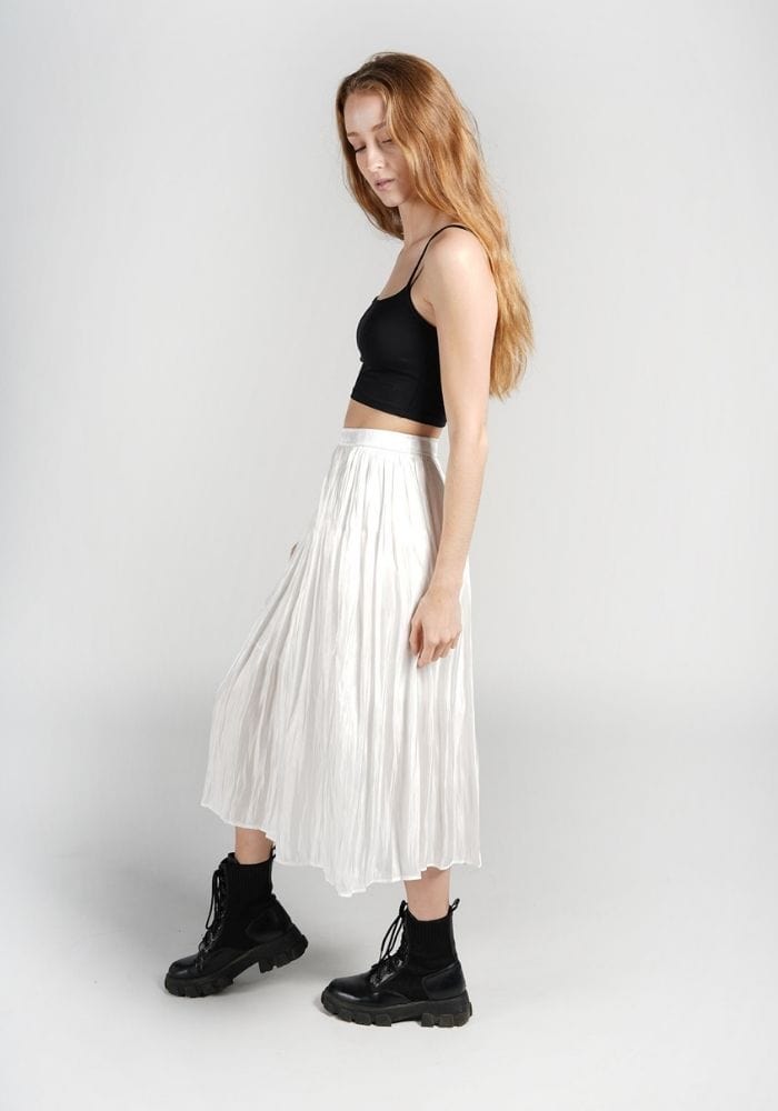 White Satin Midi Skirt