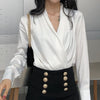 White Satin Wrap Blouse