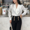 White Satin Wrap Blouse