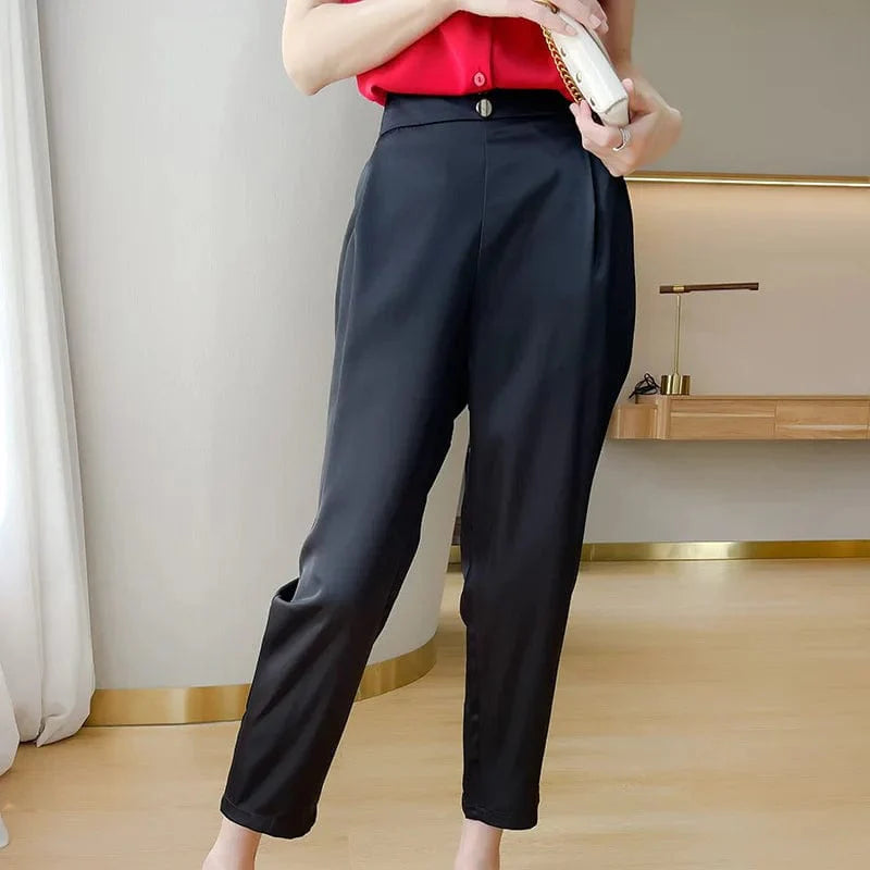 Women's Black Satin Pants