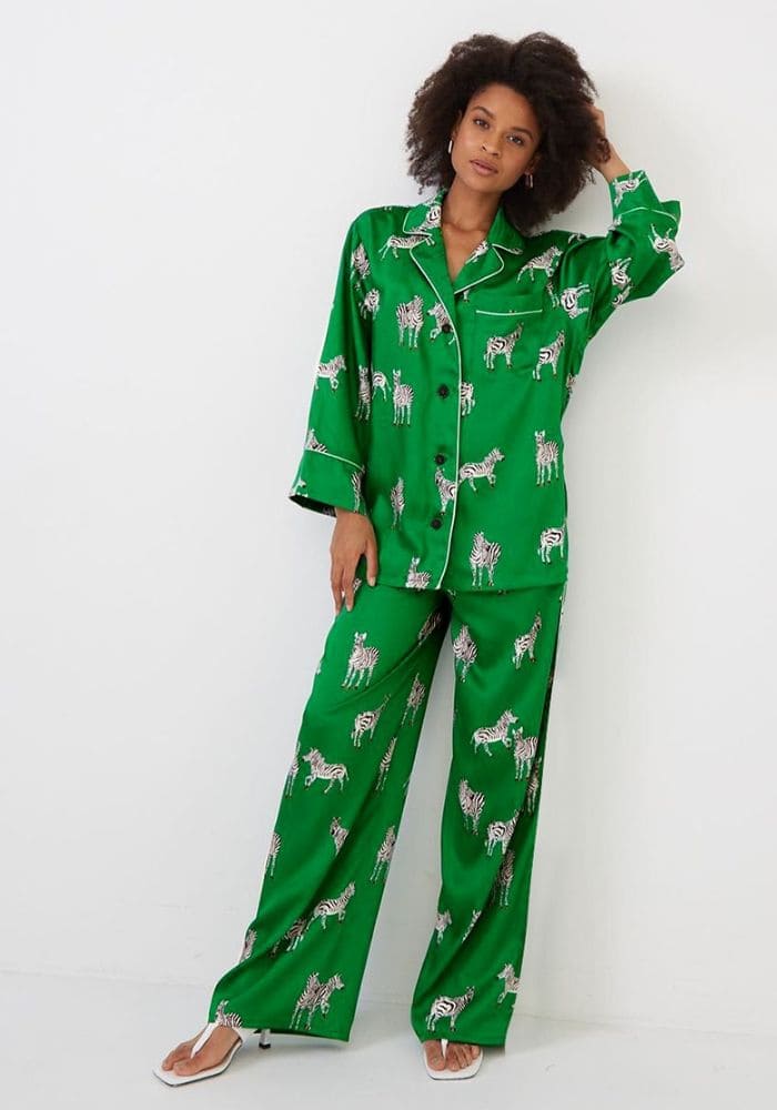Women's Green Satin Pajamas