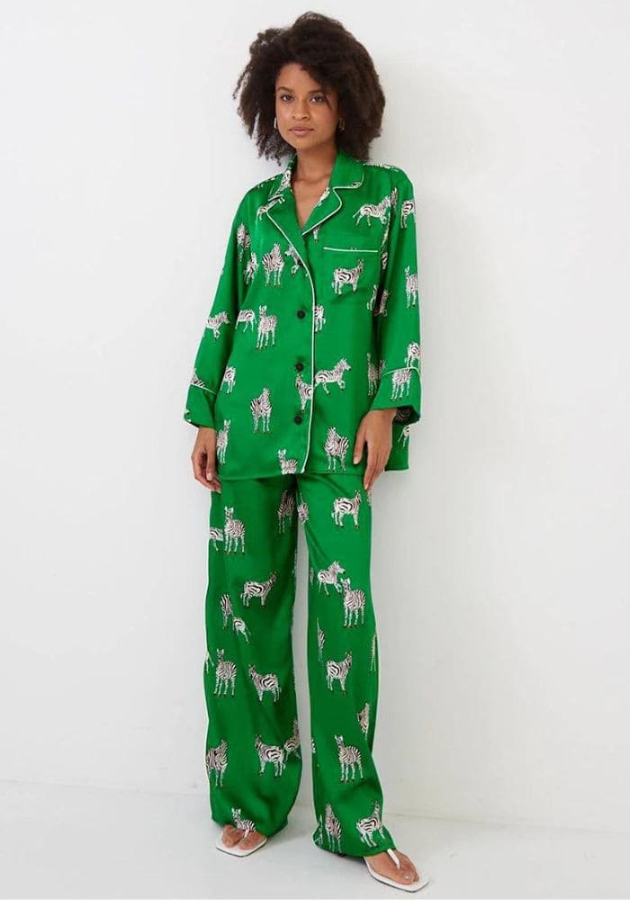 Women's Green Satin Pajamas
