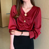 Women's Red Satin Blouse