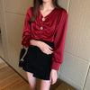 Women's Red Satin Blouse