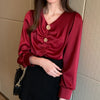 Women's Red Satin Blouse