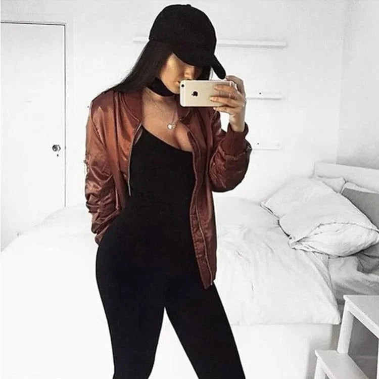 Women's Satin Bomber Jacket