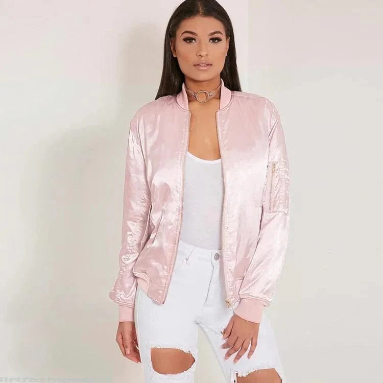 Women's Satin Bomber Jacket