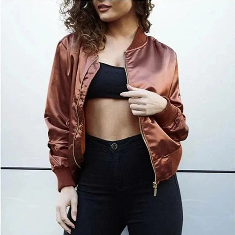 Women's Satin Bomber Jacket