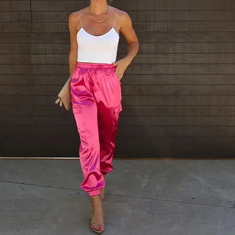 Women's Satin Cargo Pants