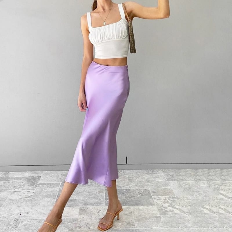 Women's Satin Midi Skirt