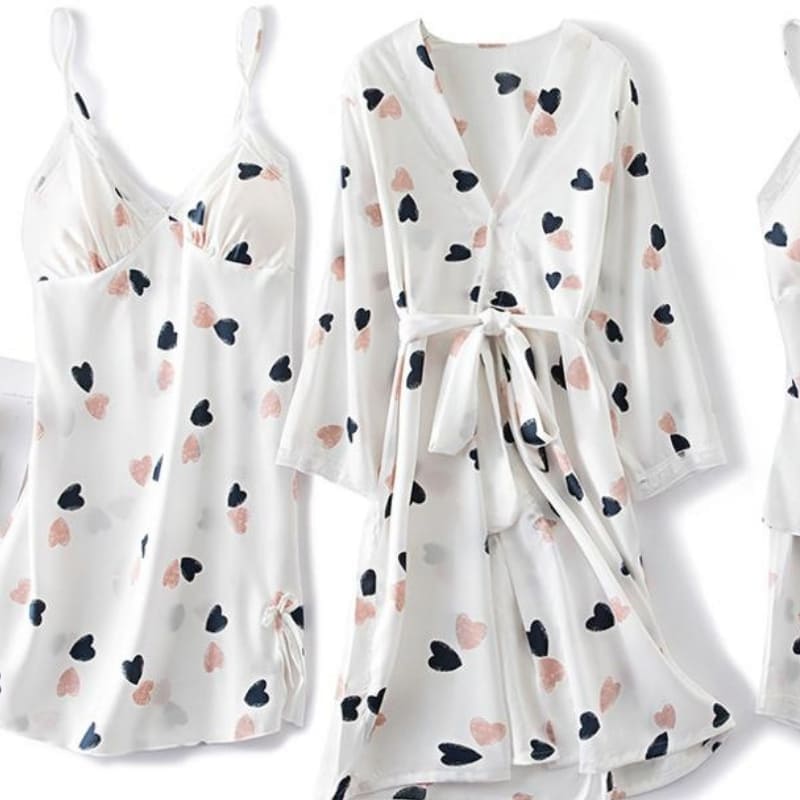 Women's White Satin Pajama Set