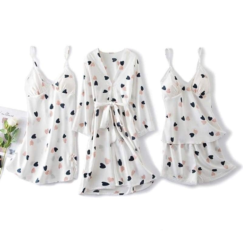 Women's White Satin Pajama Set